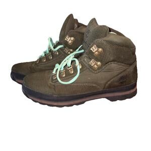 Timberland Euro Hiker Green Canvas Ripstop Mid Top Mens Size 11 Boots